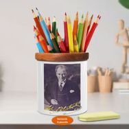 Asilmeydan 449461179 Yelekli Lider Atatürk Ahşap Seramik Kalemlik