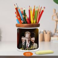 Asilmeydan 449732499 Yakışıklı Ve Şık Elbiseli Atatürk Ahşap Seramik Kalemlik