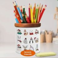 Asilmeydan 449801047 Penguen Ve Sevimli Arkadaşları Ahşap Seramik Kalemlik