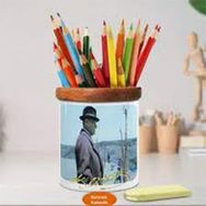 Asilmeydan 450375481 Asil Şapkalı Mustafa Kemal Atatürk Ahşap Seramik Kalemlik