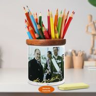 Asilmeydan 451483849 Gülümseyen Mustafa Kemal Atatürk Ahşap Seramik Kalemlik