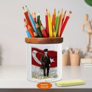 Asilmeydan 451641806 Asaletli Mustafa Kemal Atatürk Ahşap Seramik Kalemlik