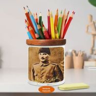 Asilmeydan 451786545 Üniformalı Mustafa Kemal Atatürk Ahşap Seramik Kalemlik