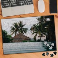 Asilmeydan 455392440 240 Parça Palmiyeli Tatil Evi Puzzle Yapboz Tablo