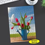 Asilmeydan 456513874 240 Parça Kırmızı Lale Çiçekler Puzzle Yapboz Tablo