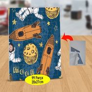 Asilmeydan Çizimsel Roket Ve Astronot 99 Parça Puzzle Yapboz Tablo