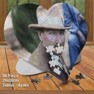 Asilmeydan Hobi Kalpli Mavi Gözlü Modern Mustafa Kemal Atatürk Fotoğraf Baskılı 80 Parça Puzzle Yapboz Tablo