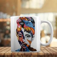 Asilmeydan KB855 Audrey Hepburn Graffiti Baskılı Fincan Kupa Bardak