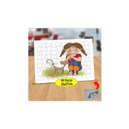 Asilmeydan Kedi Seven Tatlı Kız 99 Parça Puzzle Yapboz Tablo