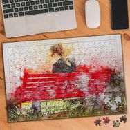 Asilmeydan Kırmızı Bankta Oturan Kız 240 Parça 27x40.5 cm Puzzle Yapboz Tablo