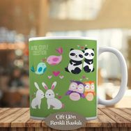 Asilmeydan Sevimli Kuşlar Sevimli Panda ve Tavşan Kupa Bardak