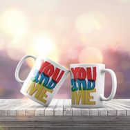 Asilmeydan You and Me Yazılı Renkli Hediyelik Kupa Bardak