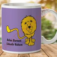 Aslan Burcu Baskılı Seramik Kupa Bardak