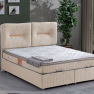 Astra 160x200 cm Bej Baza Başlık ve Real Pedli Yatak Seti