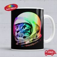 Astronot Cat Kedi Baskılı Porselen Kupa Bardak