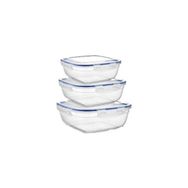 Asude ASD030 Kare Sızdırmaz Şeffaf 3'lü 500-900-1500 ml Saklama Kabı Seti