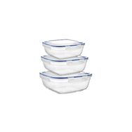 Asude ASD030 Kare Sızdırmaz Şeffaf 3'lü 500-900-1500 ml Saklama Kabı Seti