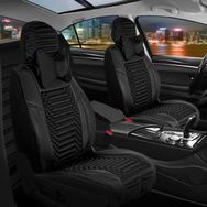 Asya Bmw 5 Serisi 523 Uyumlu Deri Oto Koltuk Kılıfı Ön/Arka 5li Set Live Seri Siyah