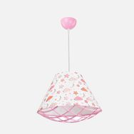 ASZ Ayda PVC Kumaş Kaplama E27 Duy Yuvarlak Pembe Tekli Modern Sarkıt