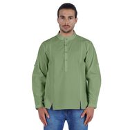 Atasi Henley Uzun Kol Mandarin Yaka Kısa Kurta Açık Yeşil Erkek Günlük Gömlek
