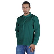 Atasi Henley Uzun Kol Mandarin Yaka Kısa Kurta Cam Göbeği Yeşili Erkek Gömlek
