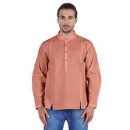 Atasi Henley Uzun Kol Mandarin Yaka Kısa Kurta Pembe Erkek Günlük Gömlek