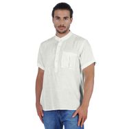 Atasi Kurta Henley Mandarin Yaka Kısa Kollu Cepli Beyaz Erkek T-shirt