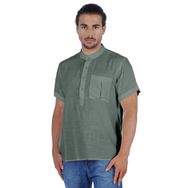 Atasi Kurta Henley Mandarin Yaka Kısa Kollu Cepli Teal Green 2 Erkek T-shirt