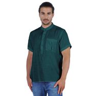 Atasi Kurta Henley Tee Mandarin Yaka Kısa Kollu Cam Göbeği Yeşili Erkek Gömlek