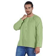 Atasi Kurta Hint Uzun Kollu Düz Yuvarlak Yaka Nane Yeşili Erkek T-shirt