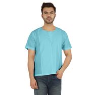 Atasi Kurta Jean Hint Düz Kısa Açık Mavi Erkek Gömlek