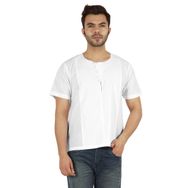 Atasi Kurta Jean Hint Düz Kısa Beyaz Erkek Gömlek