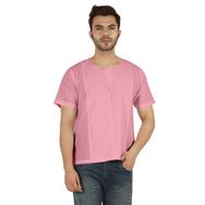 Atasi Kurta Jean Hint Düz Kısa Gül Pembesi Erkek Gömlek