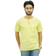 Atasi Kurta Kısa Pamuklu Sarı Erkek T-shirt