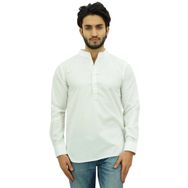 Atasi Kurta Mandarin Yaka Pamuklu Kırık Beyaz Erkek Gömlek