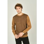 Ateş Triko 3035 Bisiklet Yaka Desenli Yün Camel Erkek Kazak