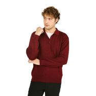 Ateş Triko 6091023 Polo Yaka Düğmeli Yün Bordo Erkek Kazak