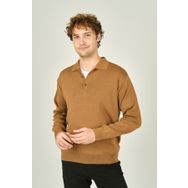 Ateş Triko 6091023 Polo Yaka Düğmeli Yün Camel Erkek Kazak