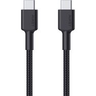 Aukey CB-CD45-BK 0.9 mt Siyah Naylon Örgülü Type-C to Type-C Şarj Kablosu
