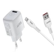 Auris ARS-CH41 iPhone Lightning USB Kablo ve Başlık Şarj Aleti Seti