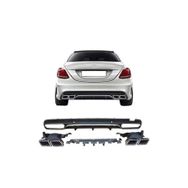 Auto GP Mercedes W205 C63 AMG 2014+ Arka Tampon Difüzörü ve Egzoz Ucu Seti
