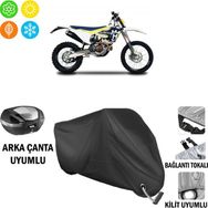 Autoes Husqvarna FE 350 Arka Çanta Uyumlu Tokalı Siyah Motosiklet Brandası