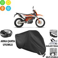 Autoes Ktm 690 Enduro Arka Çanta Uyumlu Tokalı Siyah Motosiklet Brandası
