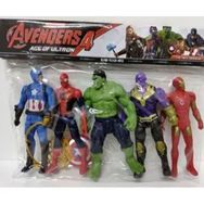 Avengers 5'li Figür Oyuncak Thanos Örümcek Adam Ironman Hulk Kaptan Renkli Amerika 12 cm Oyuncak