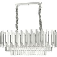 Avize Moda Sima Kristal Cam Taşlı Lüks 75x30 cm Gümüş Yaldız 6'lı Yemek Masası Üstü Avize