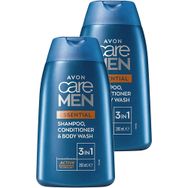 Avon Care Men 2x200 ml Essentials 3 ü 1 Arada Şampuan,Bakım Kremi ve Duş Jeli