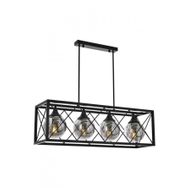 Avonni AV-60127-4Y-BSY Siyah Boyalı Modern E27 Metal Cam 80x25 cm Avize