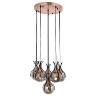 Avonni AV-60161-6T-BSY Siyah Boyalı Modern E27 Metal Cam 50cm Avize