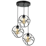 Avonni AV-65196-3T-BSY Siyah Boyalı Modern E27 Metal Cam 50cm Avize
