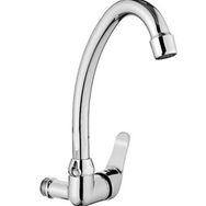 Avorio Alaska Tek Su Girişli Duvardan Çıkışlı Krom Kuğu Lavabo Batarya